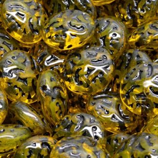 Lentil Beads with Ornaments 14mm (111-01145-14x14-80020-54313)