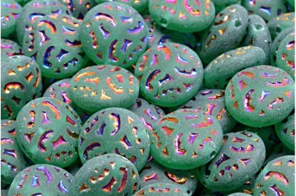 Lentil Beads with Ornaments 14mm (111-01145-14x14-50720-29503-84100)