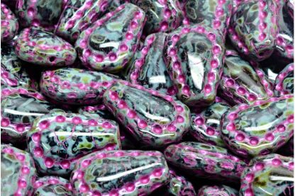 Lacy Tear Drop  Beads 17x12mm (111-95072-17x12-23980-86800-43807)