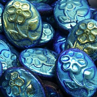 Oval With Flower Beads 21x16mm (111-95015-21x16-23980-28703)
