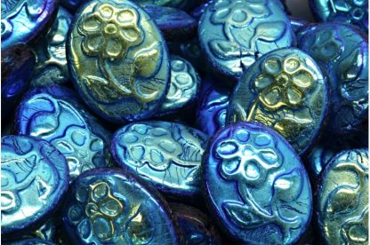 Oval With Flower Beads 21x16mm (111-95015-21x16-23980-28703)