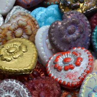 Heart Beads With Rose 17x17mm (111-95019-17x17-00001-MIX)