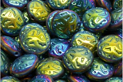 Lentil Beads with Ornaments 14mm (111-01145-14x14-00030-28103)