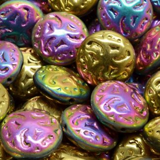 Lentil Beads with Ornaments 14mm (111-01145-14x14-00030-98549)