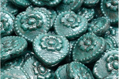 Heart Beads With Rose 17x17mm (111-95019-17x17-63134-86790)