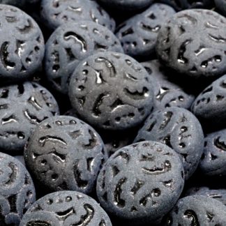 Lentil Beads with Ornaments 14mm (111-01145-14x14-23980-84100)