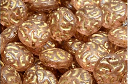 Lentil Beads with Ornaments 14mm (111-01145-14x14-00030-84100-54302-34304)