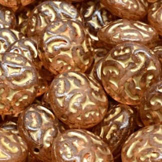 Lentil Beads with Ornaments 14mm (111-01145-14x14-00030-84100-54302-34305)
