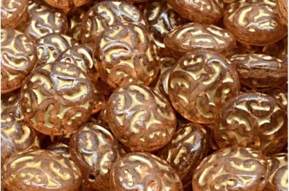 Lentil Beads with Ornaments 14mm (111-01145-14x14-00030-84100-54302-34305)