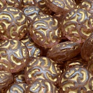Lentil Beads with Ornaments 14mm (111-01145-14x14-00030-84100-54302-34306)