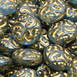 Lentil Beads with Ornaments 14mm (111-01145-14x14-00030-84100-54302-34307)