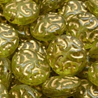 Lentil Beads with Ornaments 14mm (111-01145-14x14-00030-84100-54302-34310)