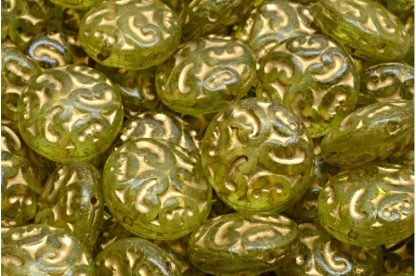 Lentil Beads with Ornaments 14mm (111-01145-14x14-00030-84100-54302-34310)