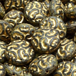 Lentil Beads with Ornaments 14mm (111-01145-14x14-23980-84100-86800-54302)