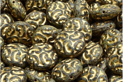 Lentil Beads with Ornaments 14mm (111-01145-14x14-23980-84100-86800-54302)