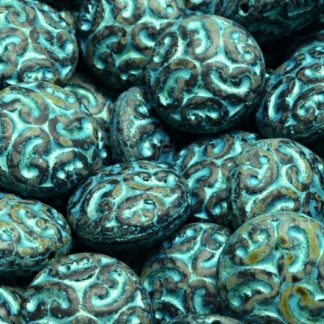 Lentil Beads with Ornaments 14mm (111-01145-14x14-23980-84100-86800-43811)