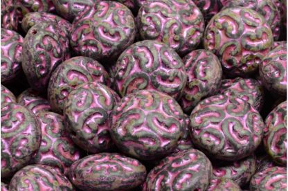 Lentil Beads with Ornaments 14mm (111-01145-14x14-23980-84100-86800-43807)