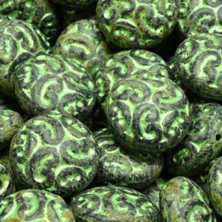 Lentil Beads with Ornaments 14mm (111-01145-14x14-23980-84100-86800-43813)
