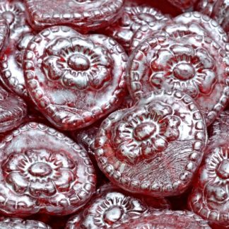 Heart Beads With Rose 17x17mm (111-95019-17x17-90080-86700)