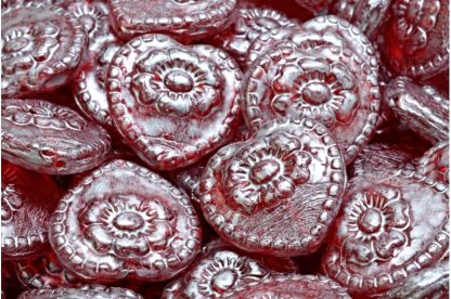 Heart Beads With Rose 17x17mm (111-95019-17x17-90080-86700)