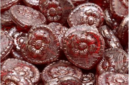 Heart Beads With Rose 17x17mm (111-95019-17x17-90080-86750)