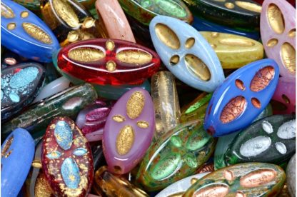 Ship Beads 20x9mm with ornament (111-30461-20x09-00001-mix)