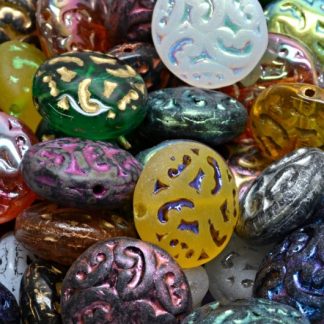 Lentil Beads with Ornaments 14mm (111-01145-14x14-00001-mix)
